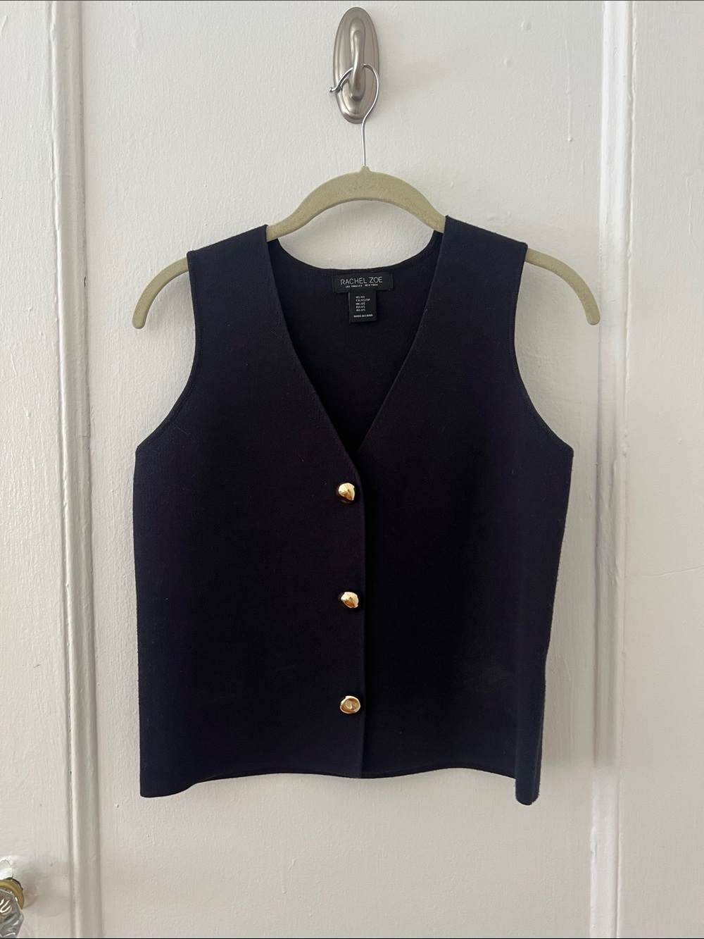 RACHEL ZOE Navy Sleeveless Button Front Knit Top